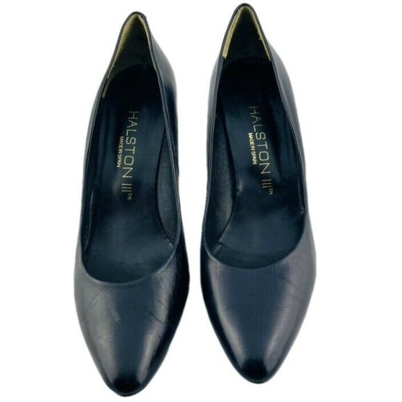 Halston III Black Leather Pointed Toe Pumps Womens Size 9AA - Picture 9 of 9